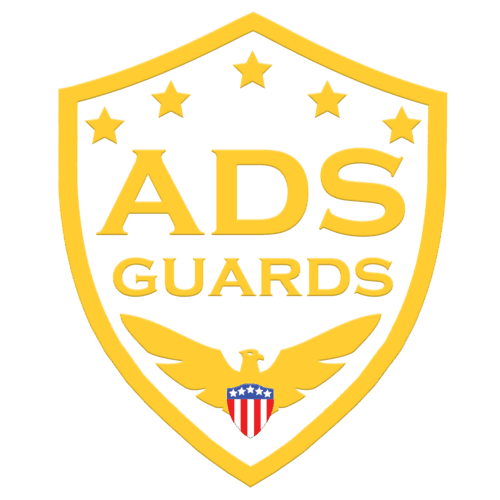 ADS Guards logo with stars, eagle, and shield design symbolizing security and protection.